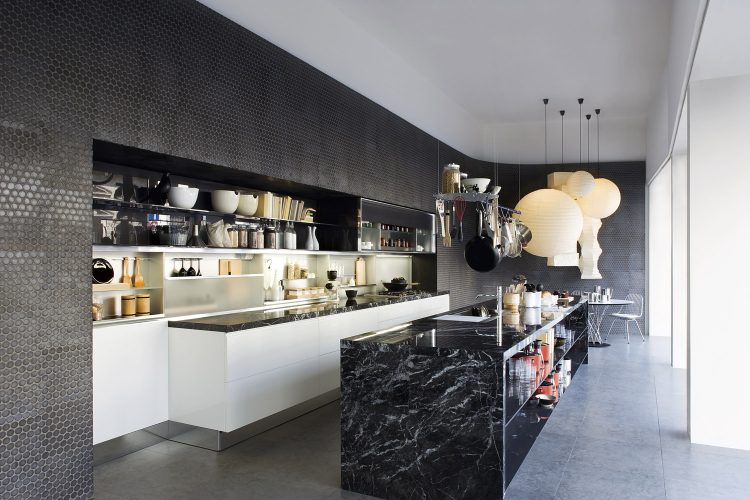 black-marble-kitchen-island