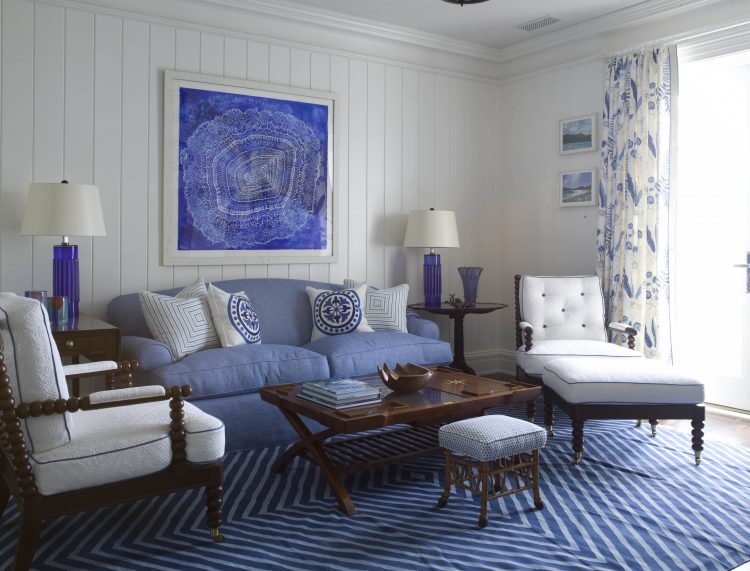 Living Room With Navy Blue Carpet