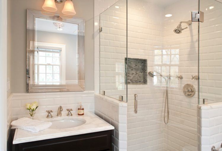 bathroom with glass enclosed shower