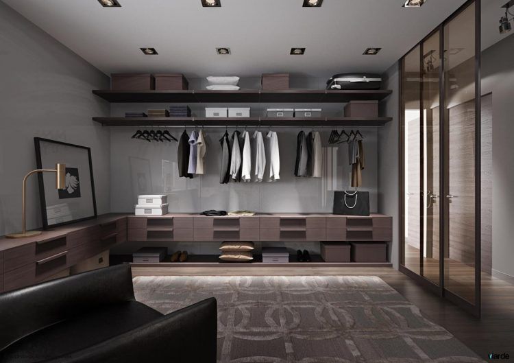 cozy closet with black leather furniture