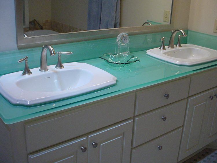 simple bathroom with glass counter