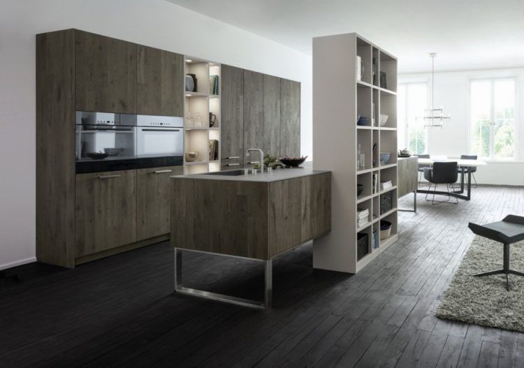 kitchen with dark grey laminate flooring