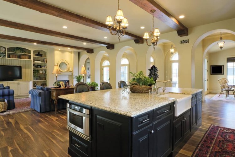 Dark wood kitchen island