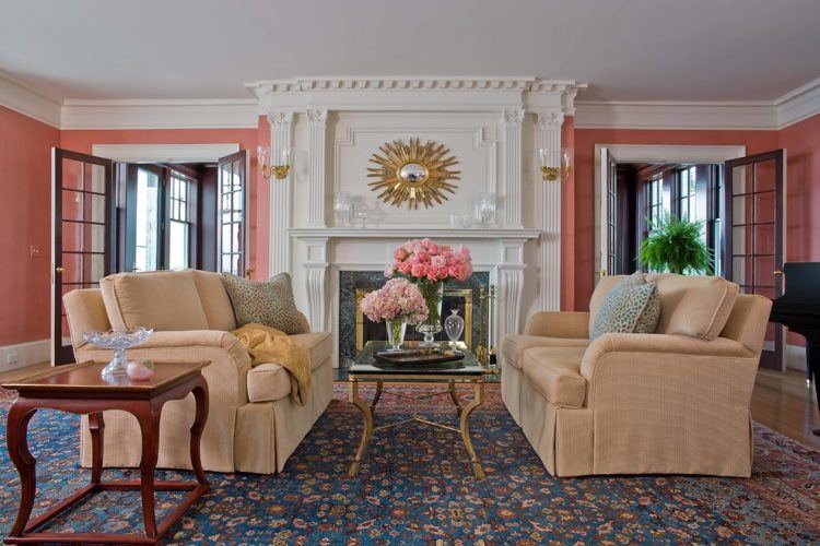 elegant living room with fireplace 