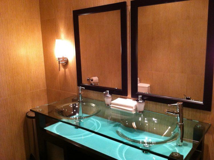 elegant bathroom with double mirrors