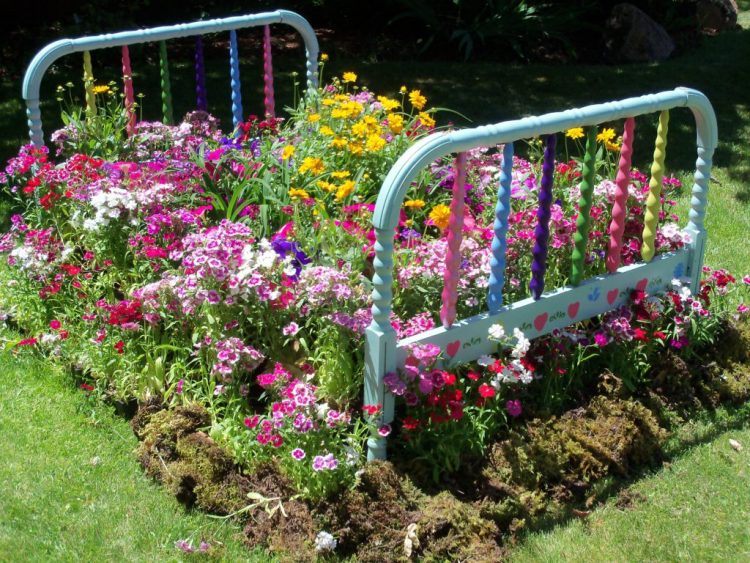 flower bed made from old bed