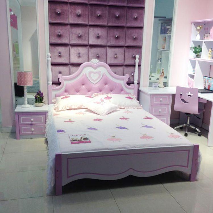 child's bedroom with with purple princes theme