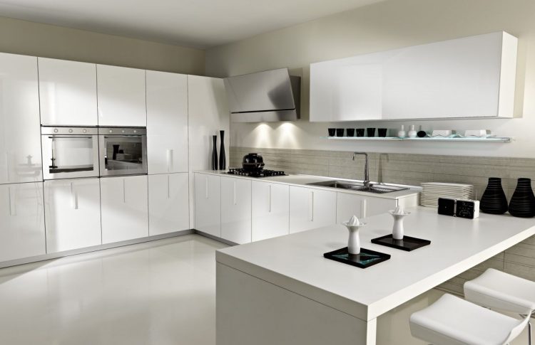 high gloss kitchen with white design