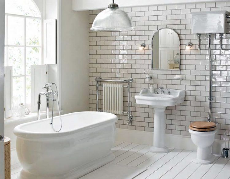 large subway tile in bathroom