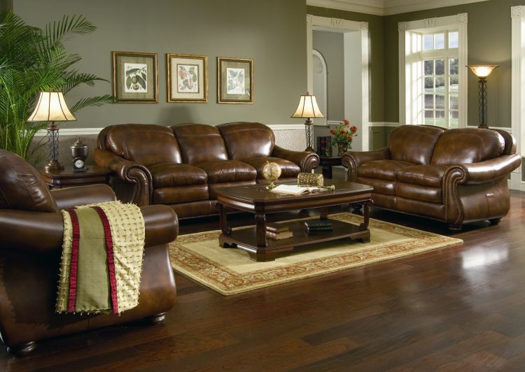 living dining room dark brown leather sofa