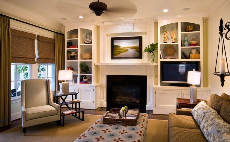 living room with fire place and white mantel