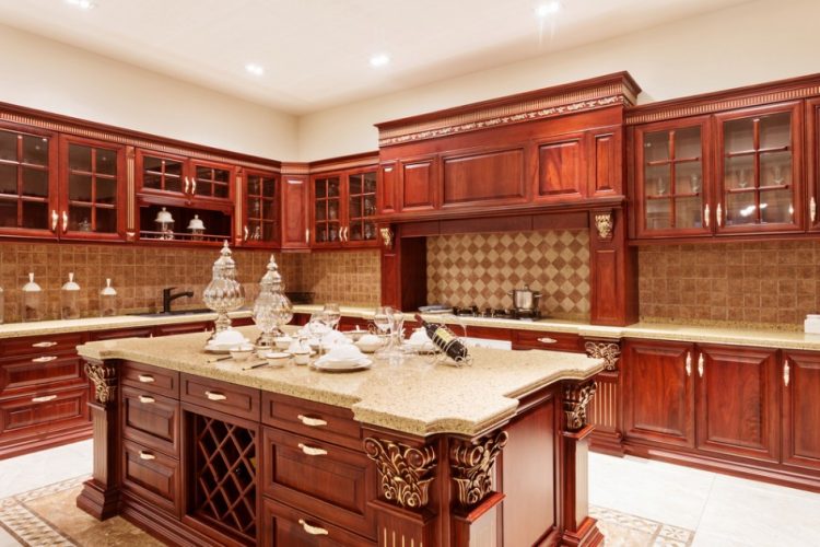 Luxury Kitchen Island With Wood Cabinets