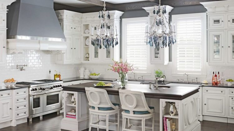 Luxury kitchen island with subway porcelain