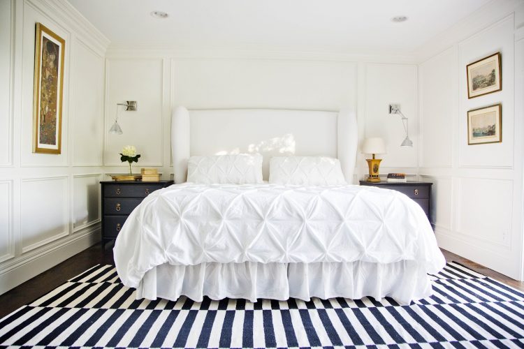 black and white master bedroom