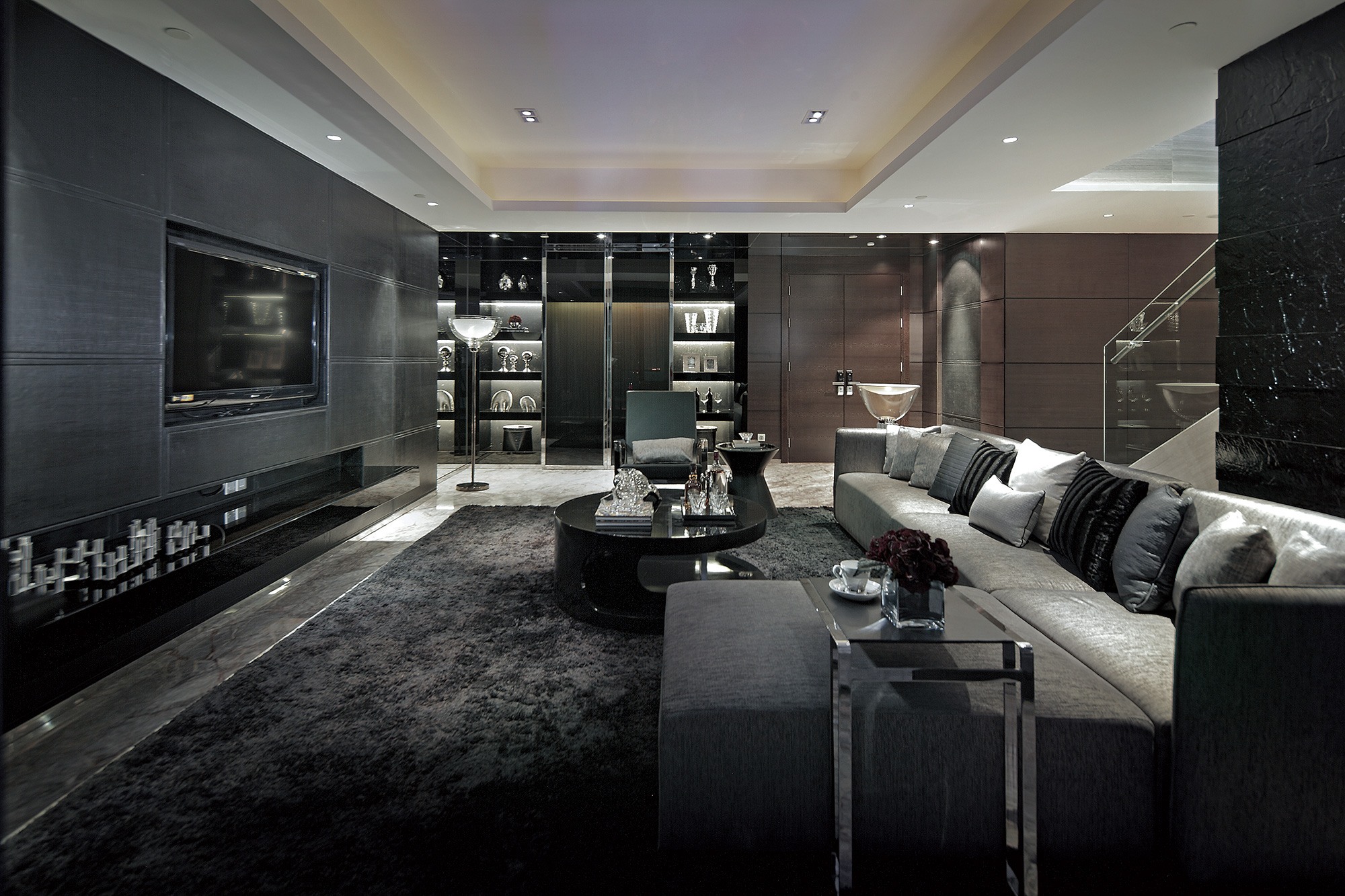 black glamorous luxury living room