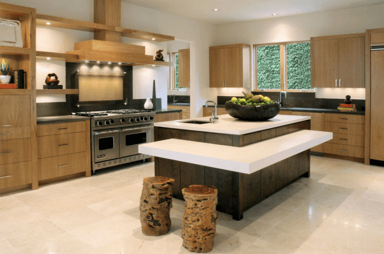 multi-level-kitchen-island-with-stump-stools