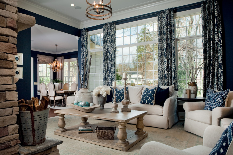 Blue And Beige Accent Chairs Living Room