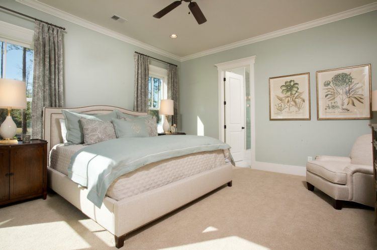 large bedroom with ceiling fan