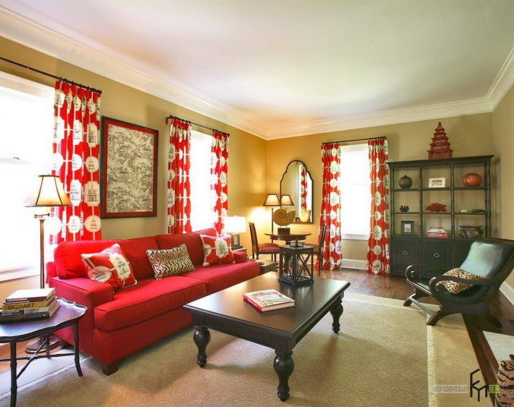 red-patterned-curtains