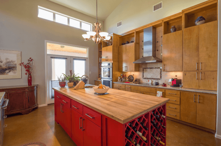 Red kitchen island online with seating