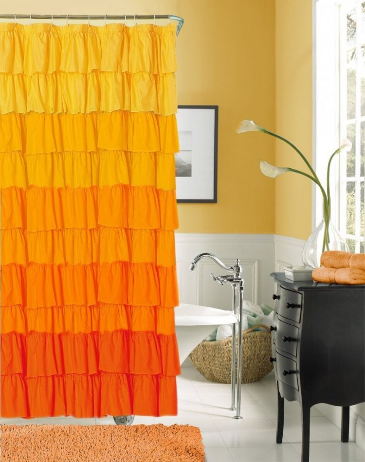 ruffled fall colored shower curtain