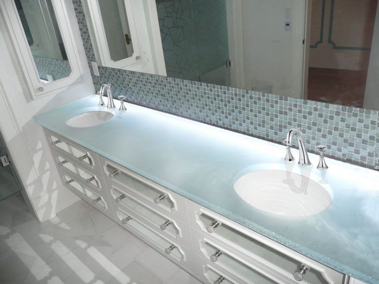 modern bathroom with glass counters