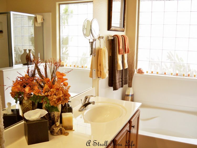 orange and brown bathroom colors