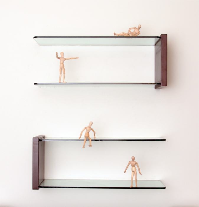 modern glass and wood shelves