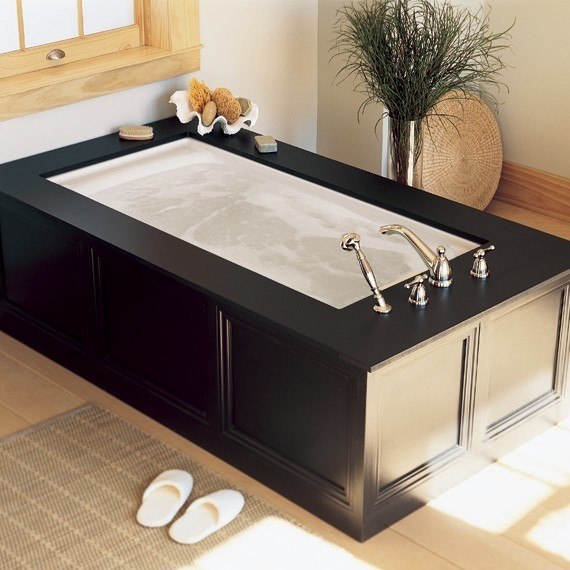 black and white bath tub