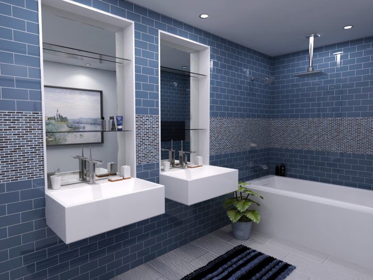 beautiful blue bathroom tile