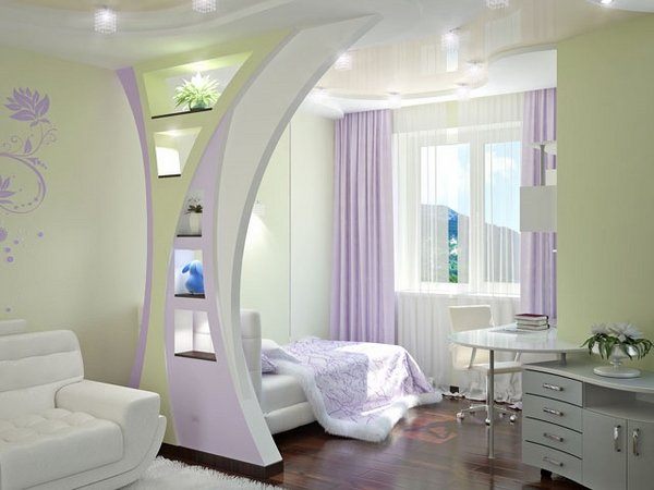 beautiful teen bedroom with purple curtains