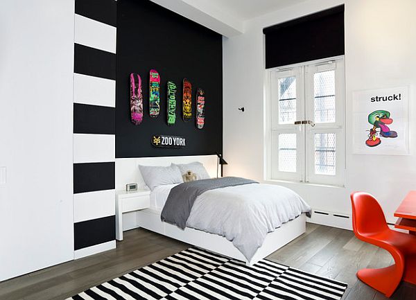 beautiful black and white bedroom