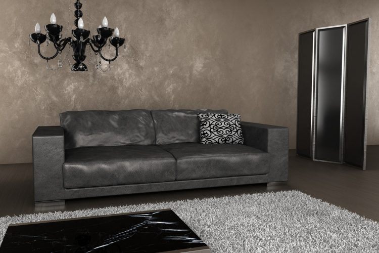 classic dark gray leather sofa