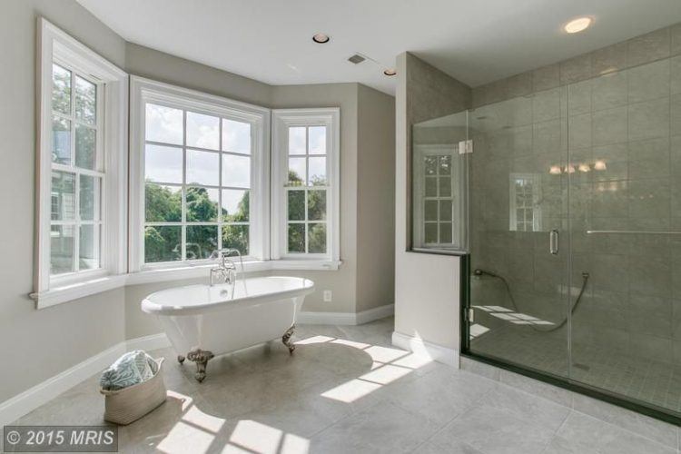 master bathroom with freestanding tub