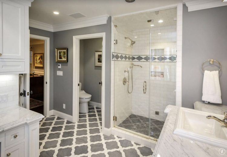 contemporary bathroom with gray design