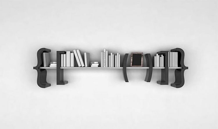 creative black and white floating shelving