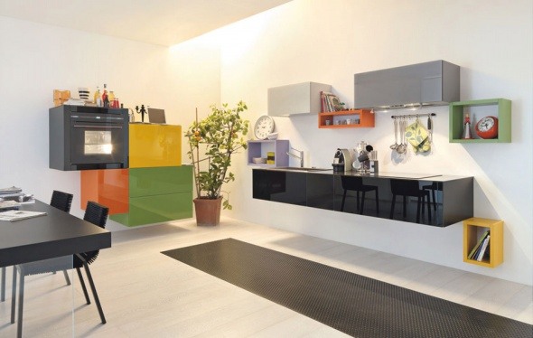 colorful kitchen design with squares