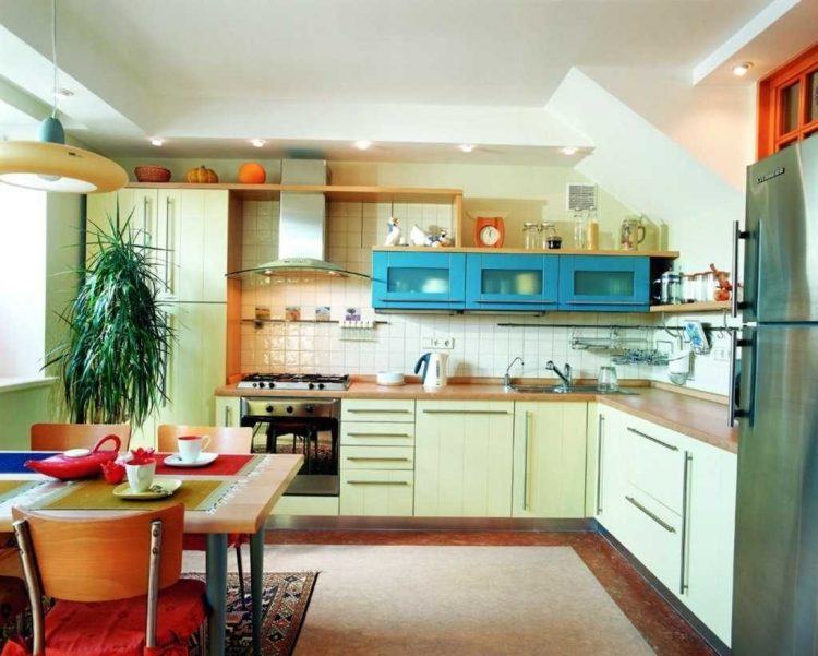 kitchen with green cabinets