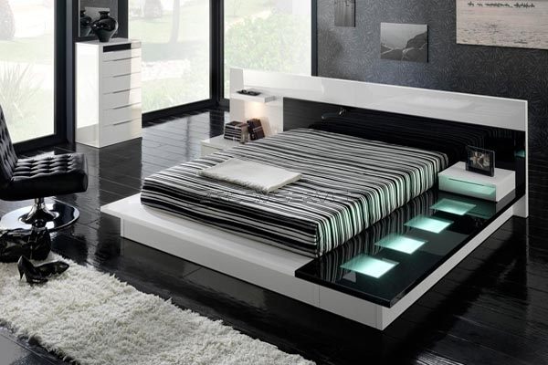 bed frame with square lights