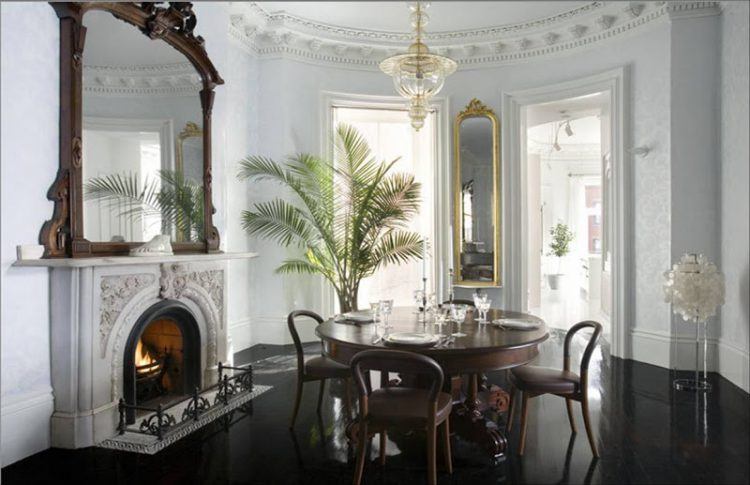 dining room with glossy floors