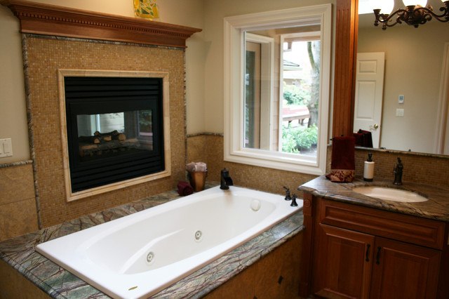 drop in bath tub with green marble