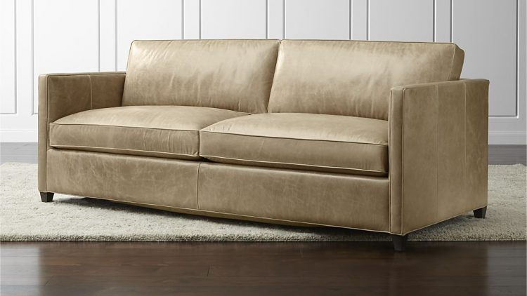 light colored leather love seat