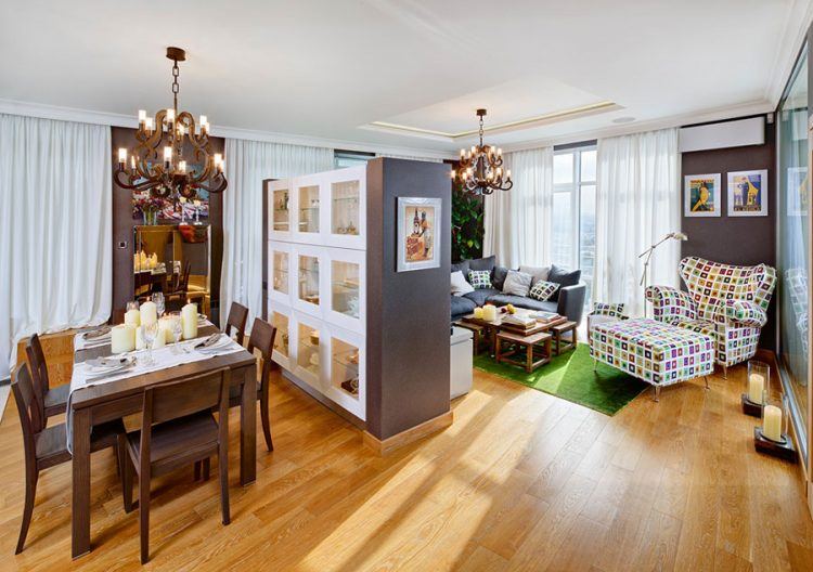 modern apartment with sleek hardwood floor