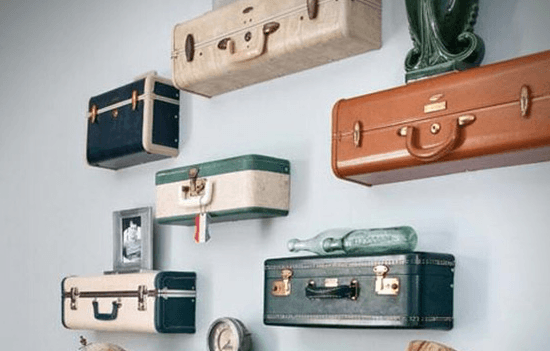 suitcase floating shelving