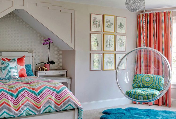 cool bedroom with bubble chair