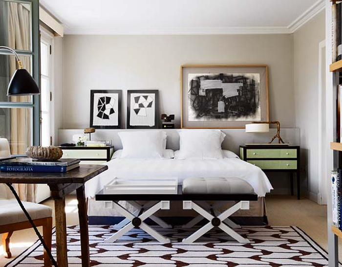 bedroom with geometric shapes