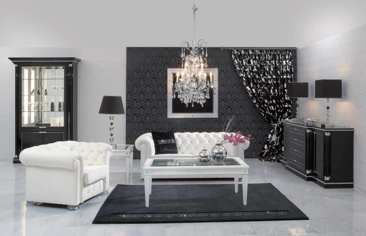 lavish black and white living space