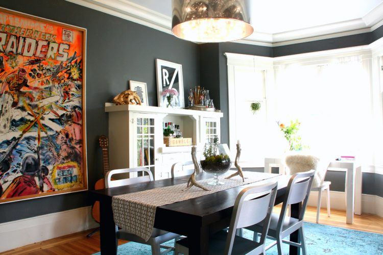 dining room with colorful eclectic decor