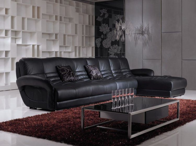 black leather sectional sofa