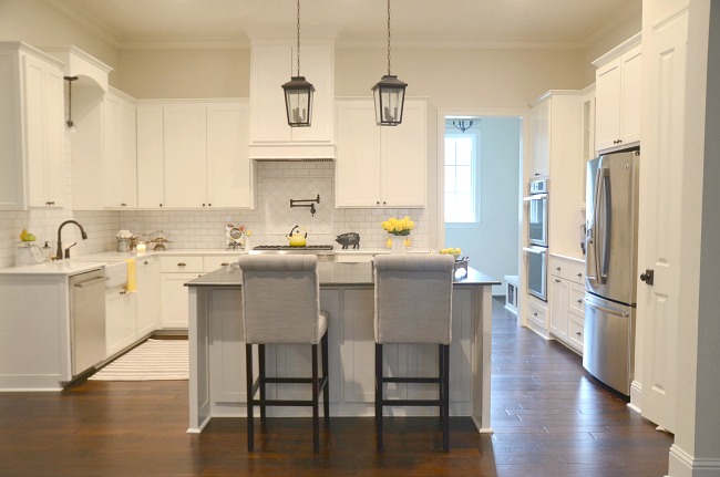 white kitchen with center island